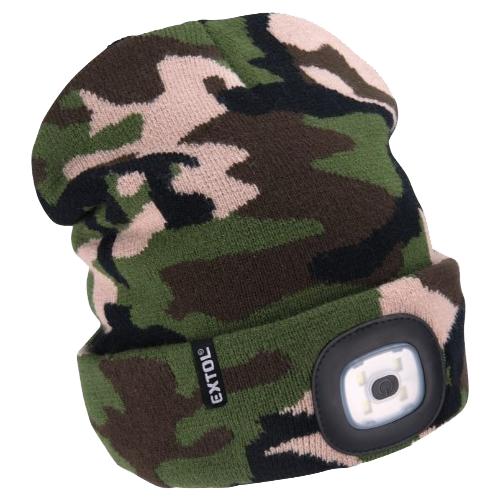 Čiapka s čelovým svetlom LED maskáčová