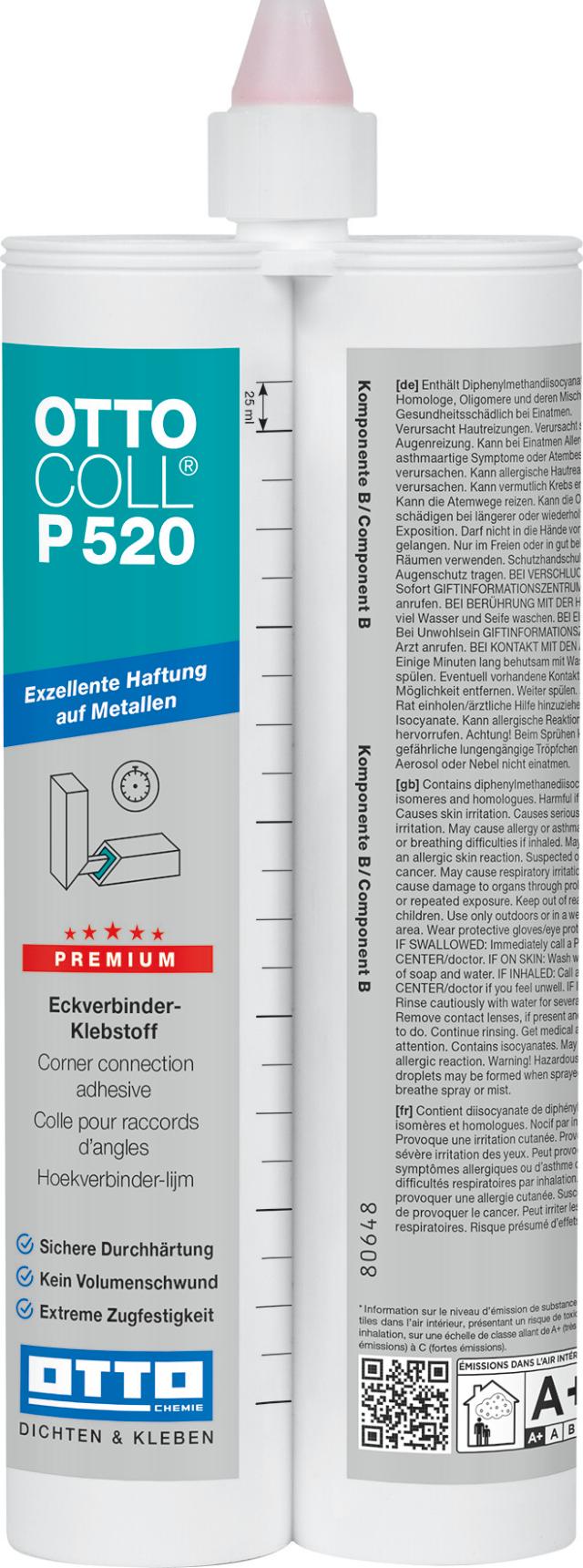 Dvojzložkové PU lepidlo na AL konštrukcie OTTOCOLL® P520 2x310 ml / 45 min.