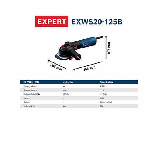 Uhlová brúska BOSCH AKU/EXWS20-125B 