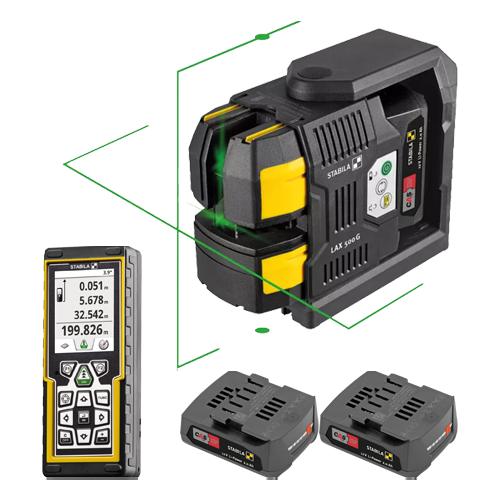 Samonivelačný líniový krížový laser STABILA LAX500G 7-dielny s diaľkomerom LD520 a dvoma batériami ZADARMO