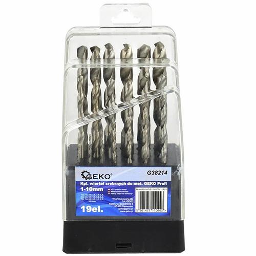 Vrtáky do kovu GEKO 1-10 mm vybrus 19ks sada 