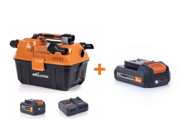 Vysávač AKU EVOLUTION R11VAC-Li pre mokré a suché sanie so 4Ah batériou a nabíjačkou a ďalšou 2,0Ah batériou EVOLUTION ZADARMO